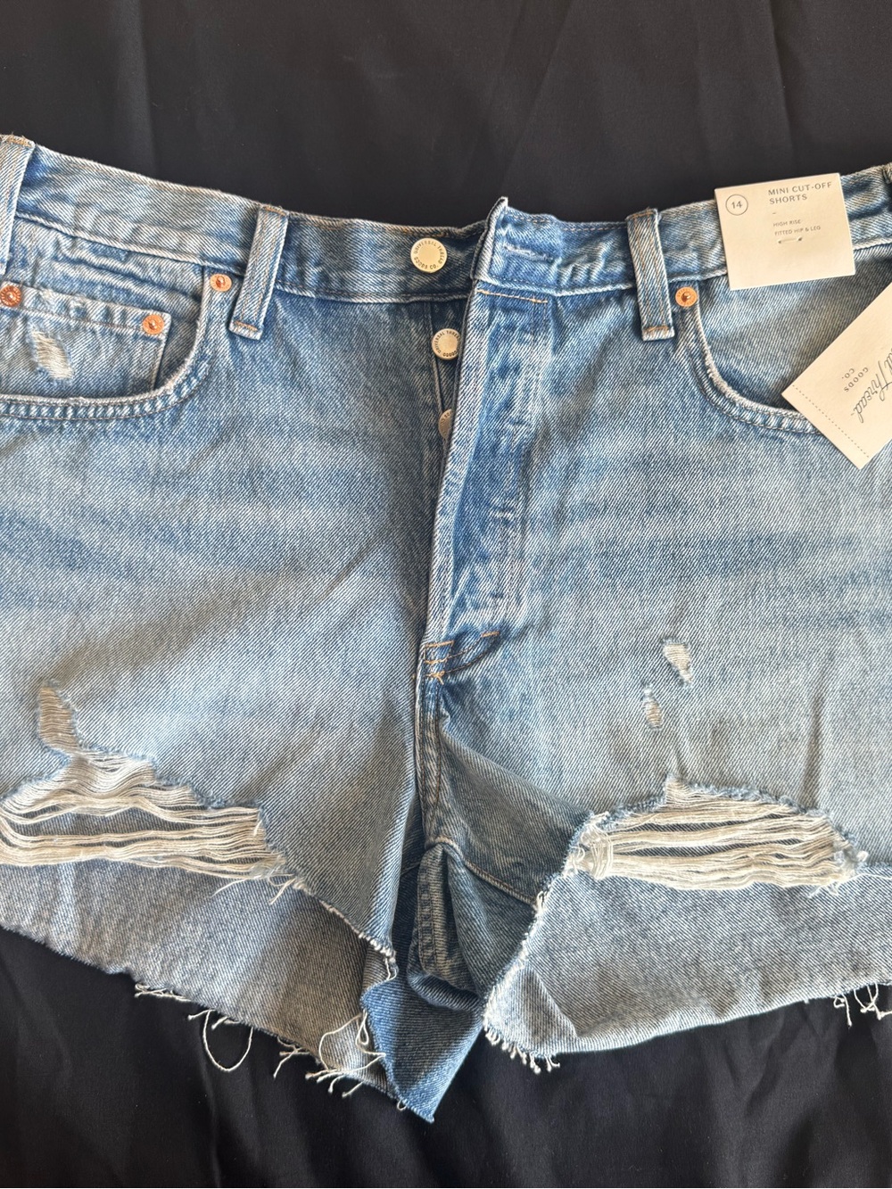 Universal Thread Size 14 High Rise Mini Cut Off Denim Shorts Distressed NWT
